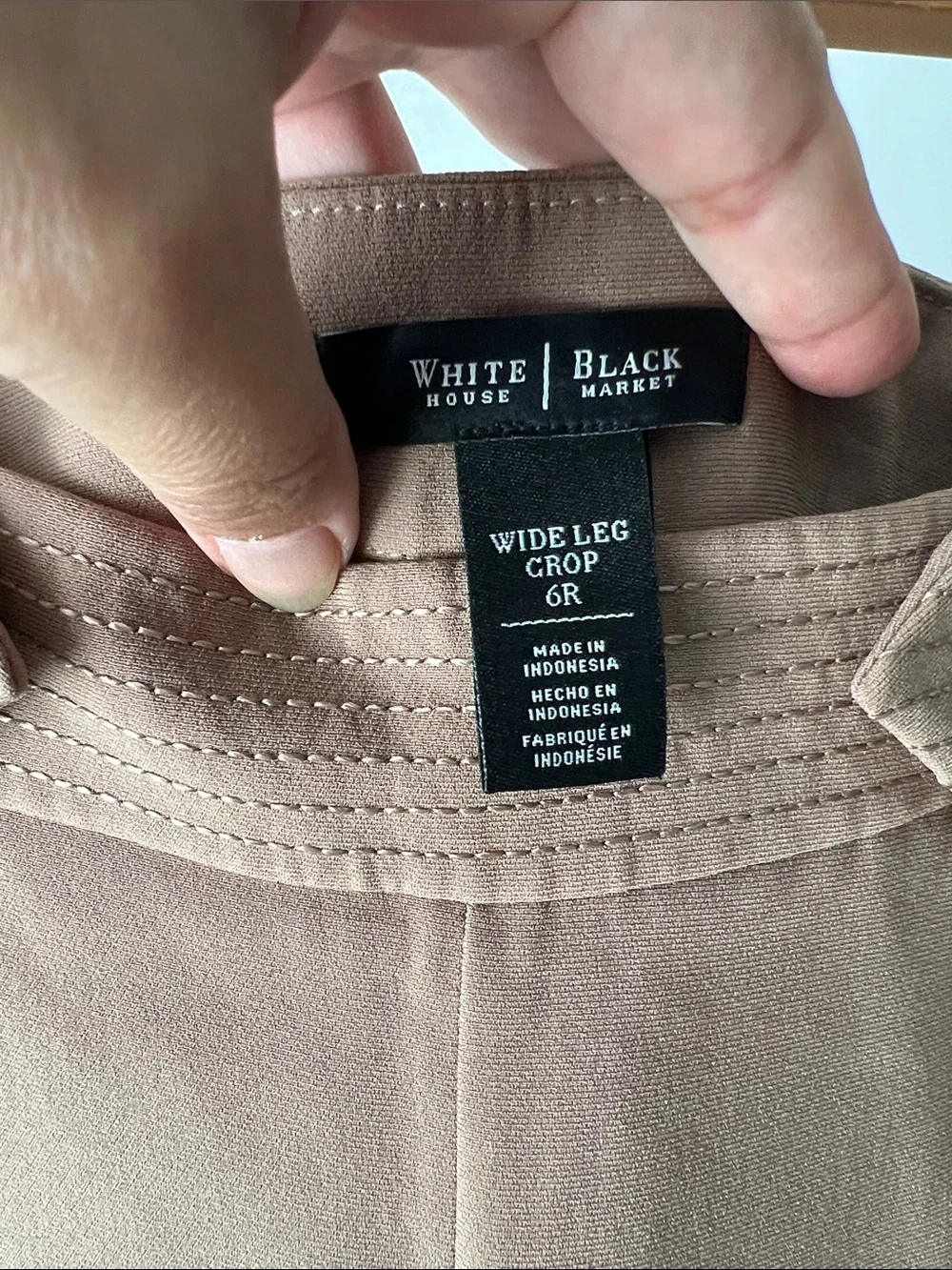 White House Black Market Wide Leg Cropped Pants Taupe 6